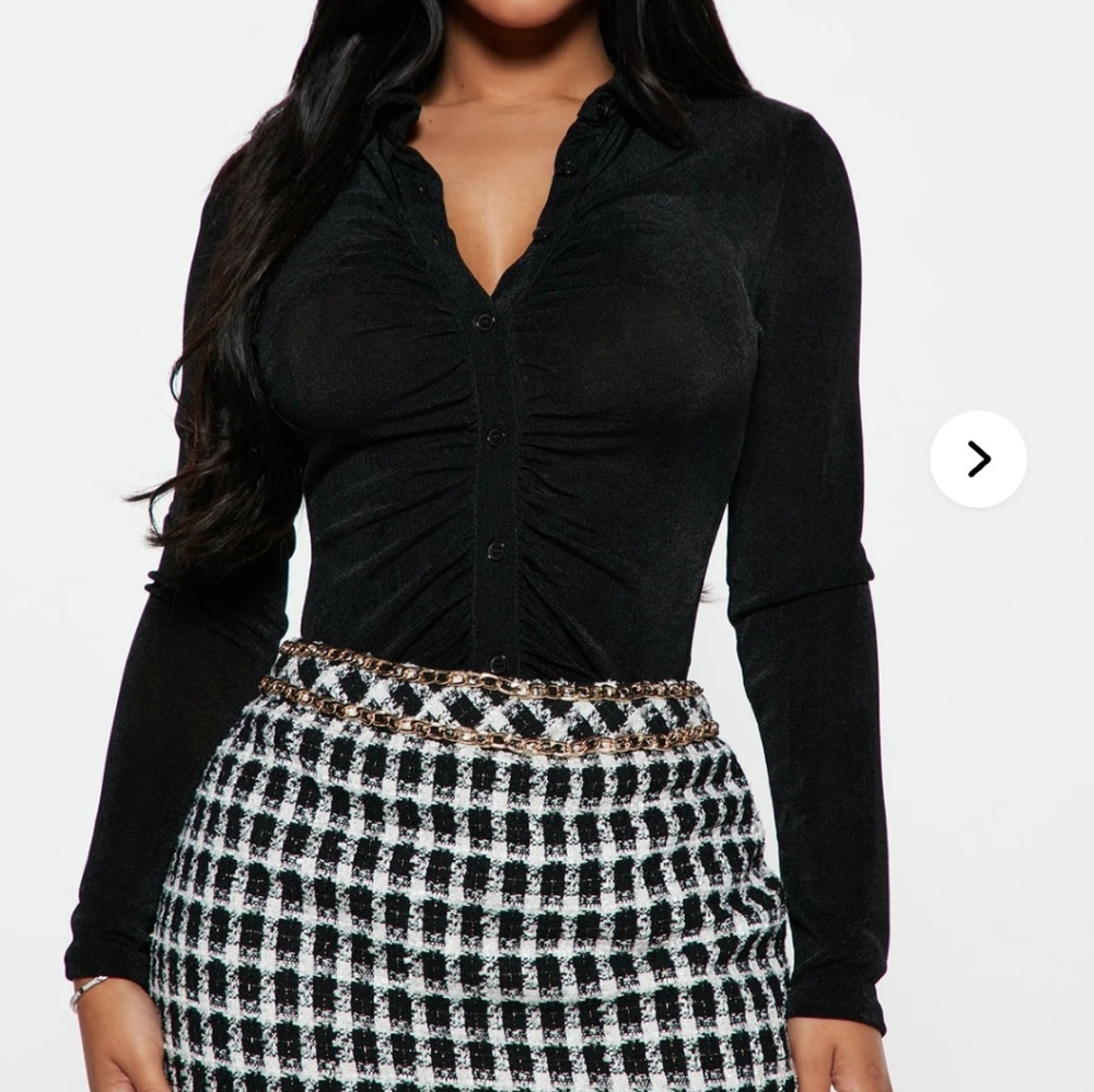 Fashion Nova City Chic Slinky Button Down Blouse